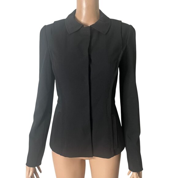 Elie Tahari Black Stretch Button-Front Womens Blazer Jacket Size S - Picture 2 of 10